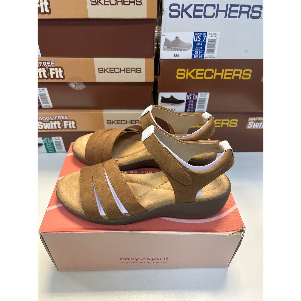 Easy Spirit Kenton3 Sandals Women 8 M Brown Strappy Comfort Ankle Strap 038
